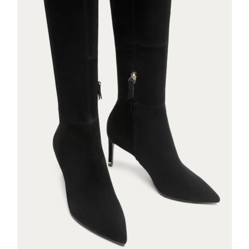 Massimo Dutti black suede over the knee high boot - Picture 5 of 17